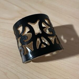 Black / faux mother of pearl cutout cuff bracelet